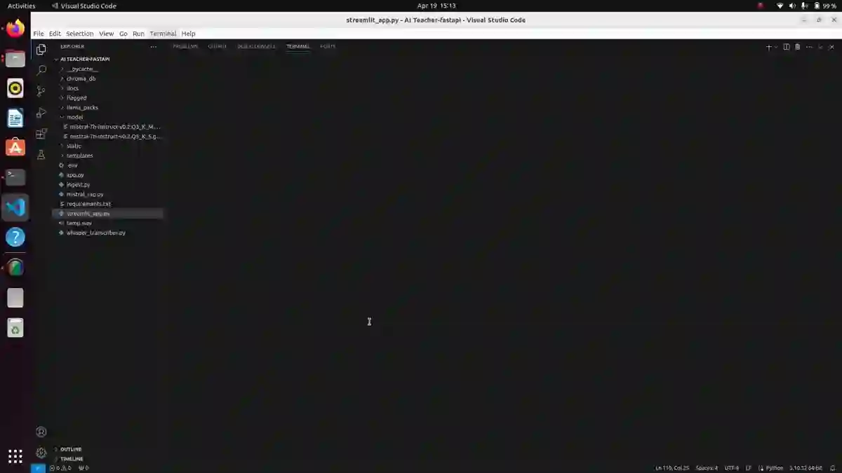 The assistant running locally in the browser during a development session.